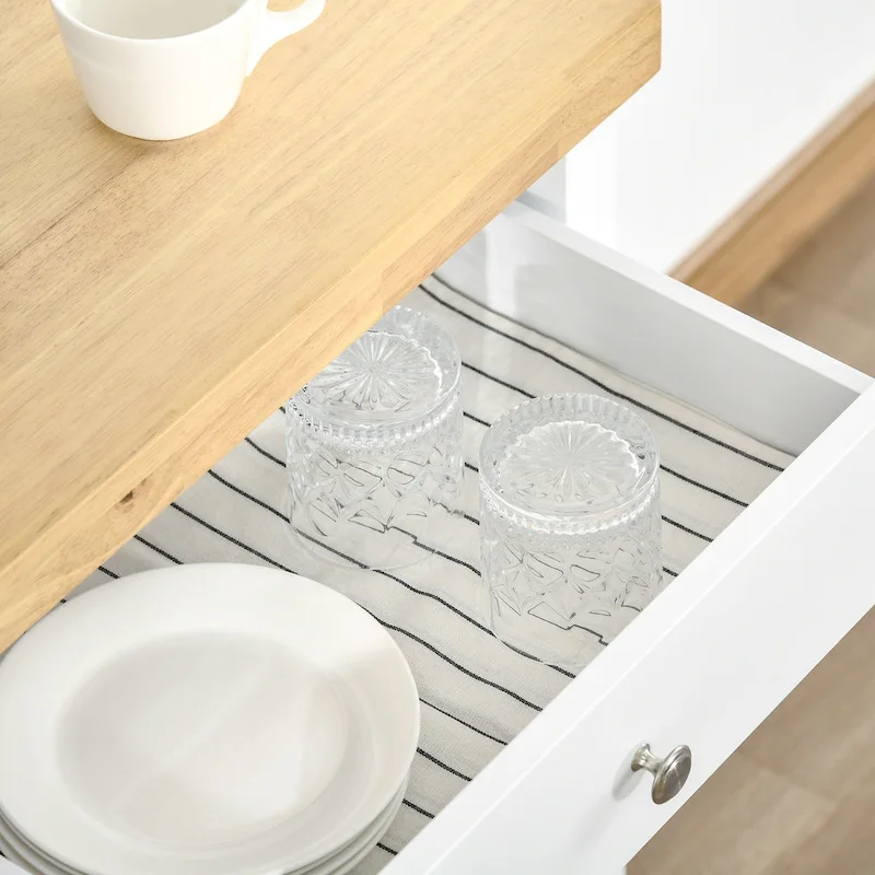 HOMCOM Utility Kitchen Cart, Rolling Kitchen Island with Smooth Rubberwood Top, Narrow Butcher Block Surface on Wheels