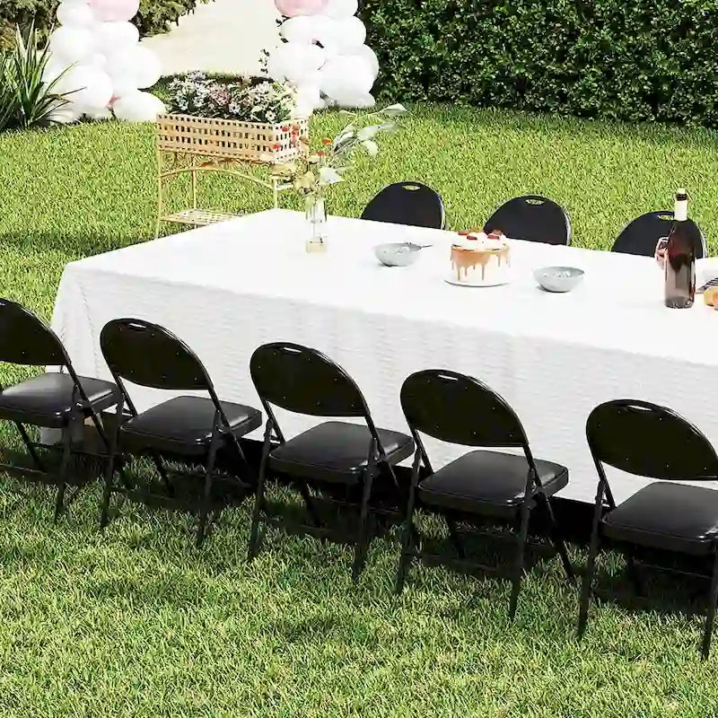 Black Folding Padded Chairs - Metal Frame Set