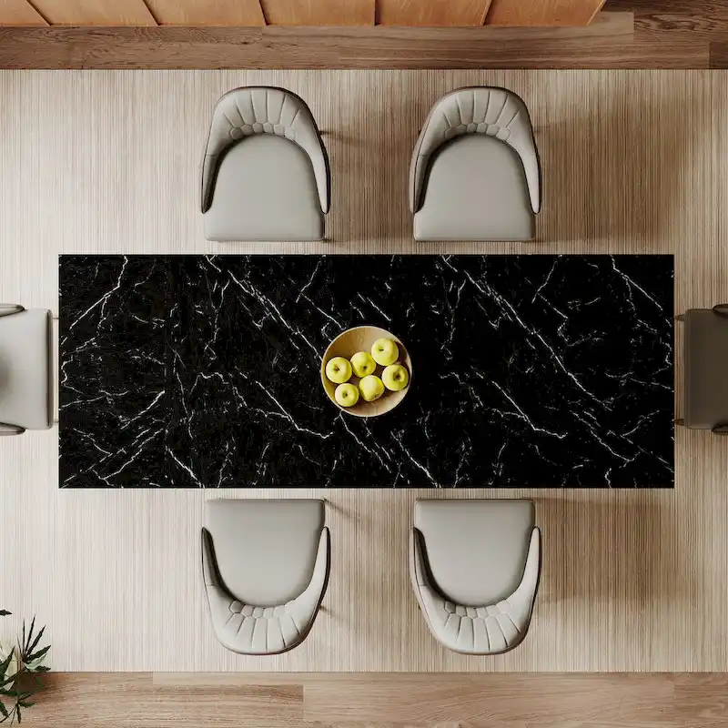 9 - Piece Extendable Rectangular Sintered Stone Cross Legs Dining Set With 8 Chairs