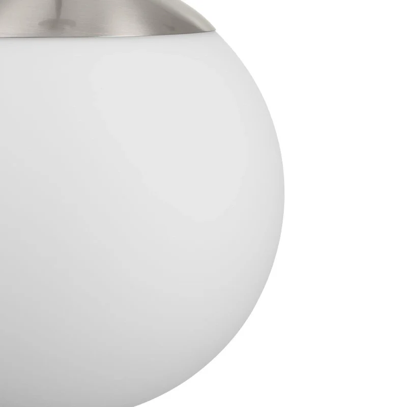 Atwell Collection Brushed Nickel and Opal Glass Globe Large Hanging Pendant Light - 12 in x 12 in x 12.5 in