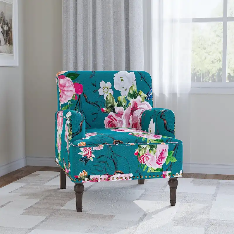 Traditional Upholstered Stripe Accent Chair Modern Armchair