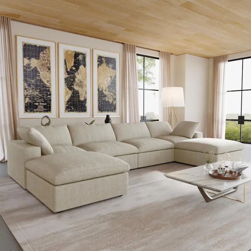 156 Convertible Modular Sectional Sofa Couch, Modern U Shape Minimalism Sofas Couches with Pillows