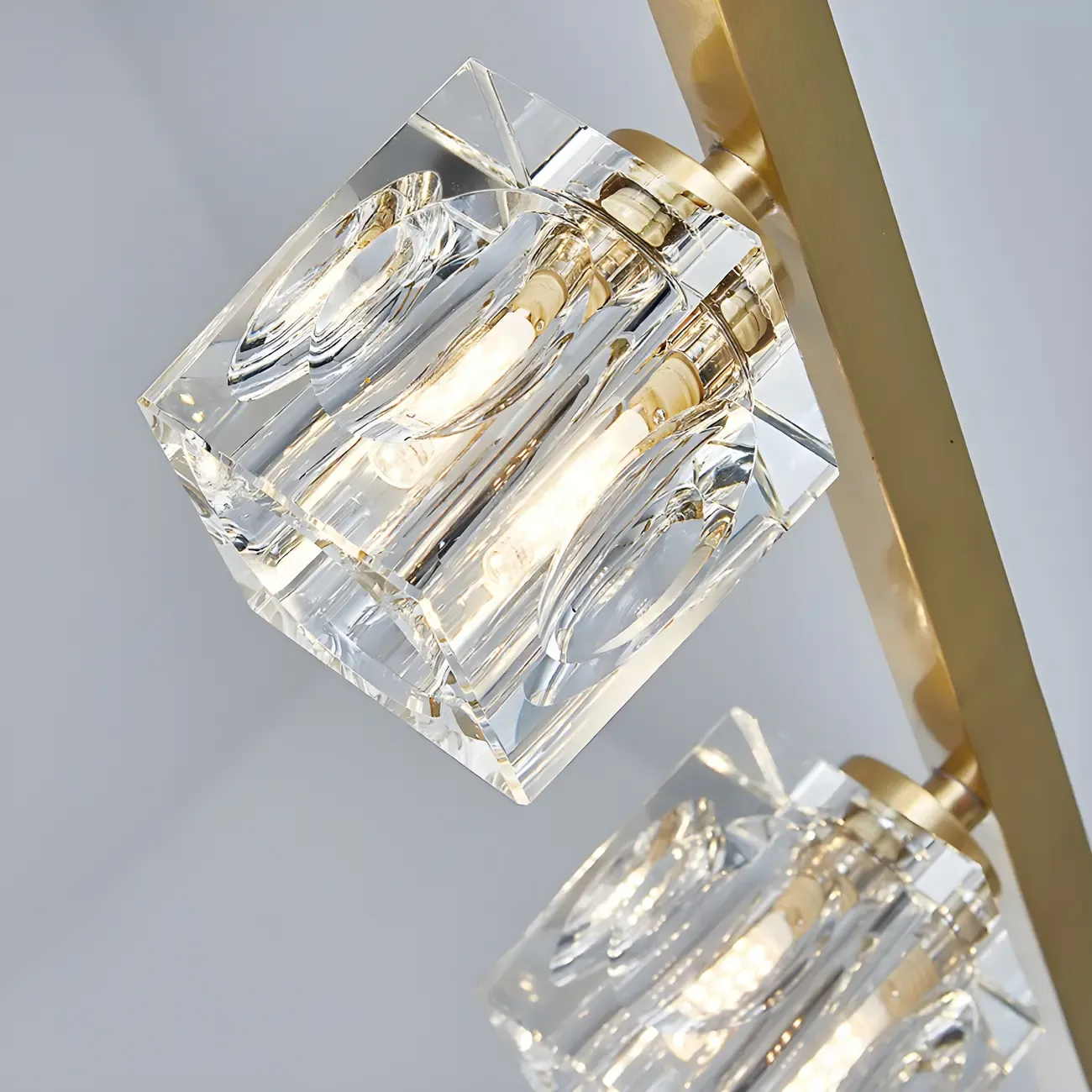 Geometric Gold Crystal Linear Island Pendant Light