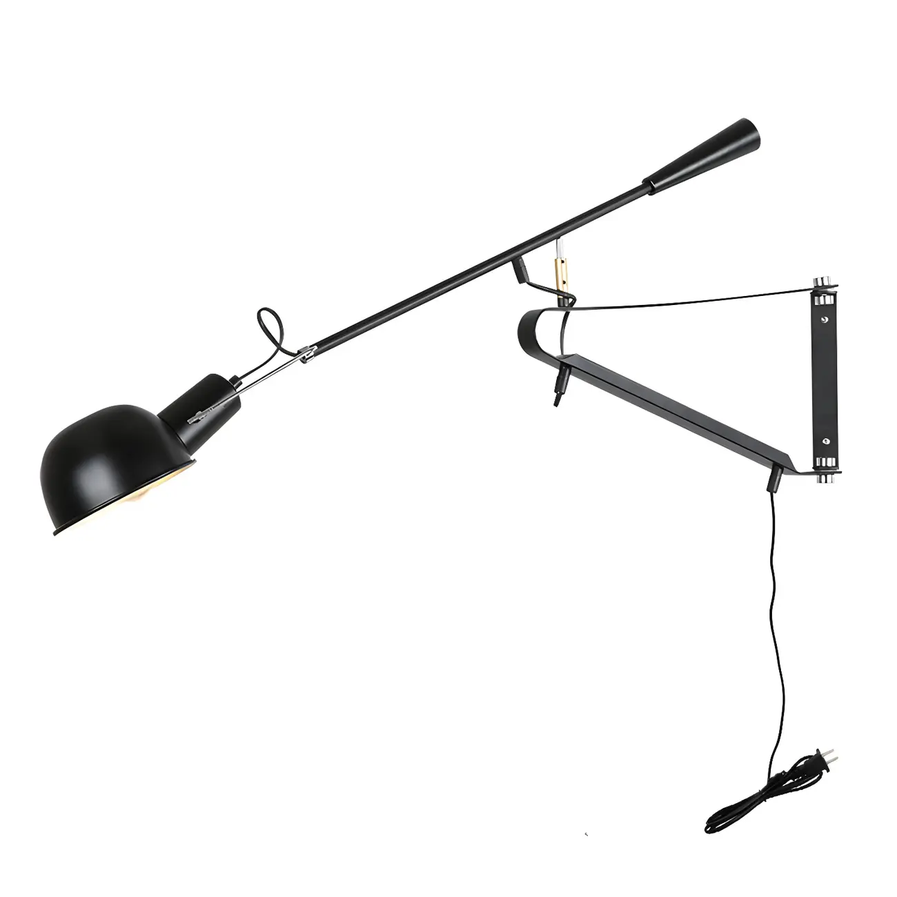 Geometric Metal Black Adjustable Swing Arm Wall Light
