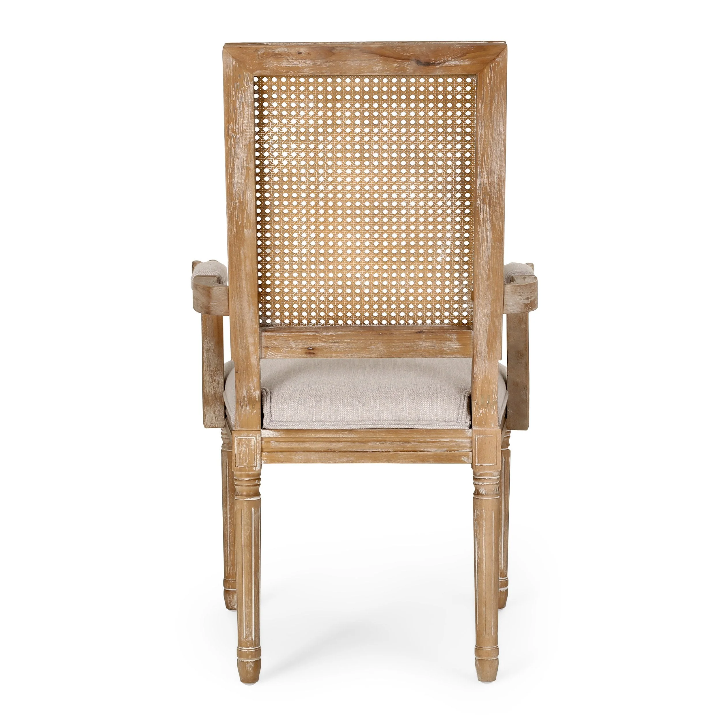 French Country Wood and Cane Upholstered Dining Chair - NH721513