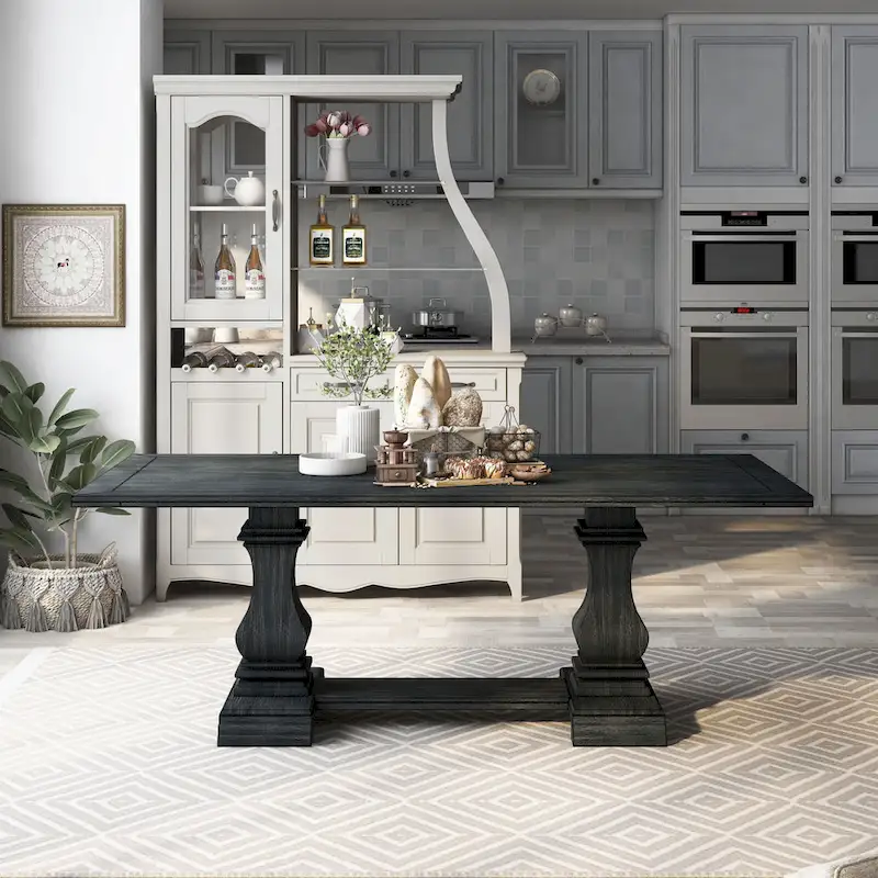 Copper Grove Vinkovci Traditional Antique Black 84-inch Dining Table