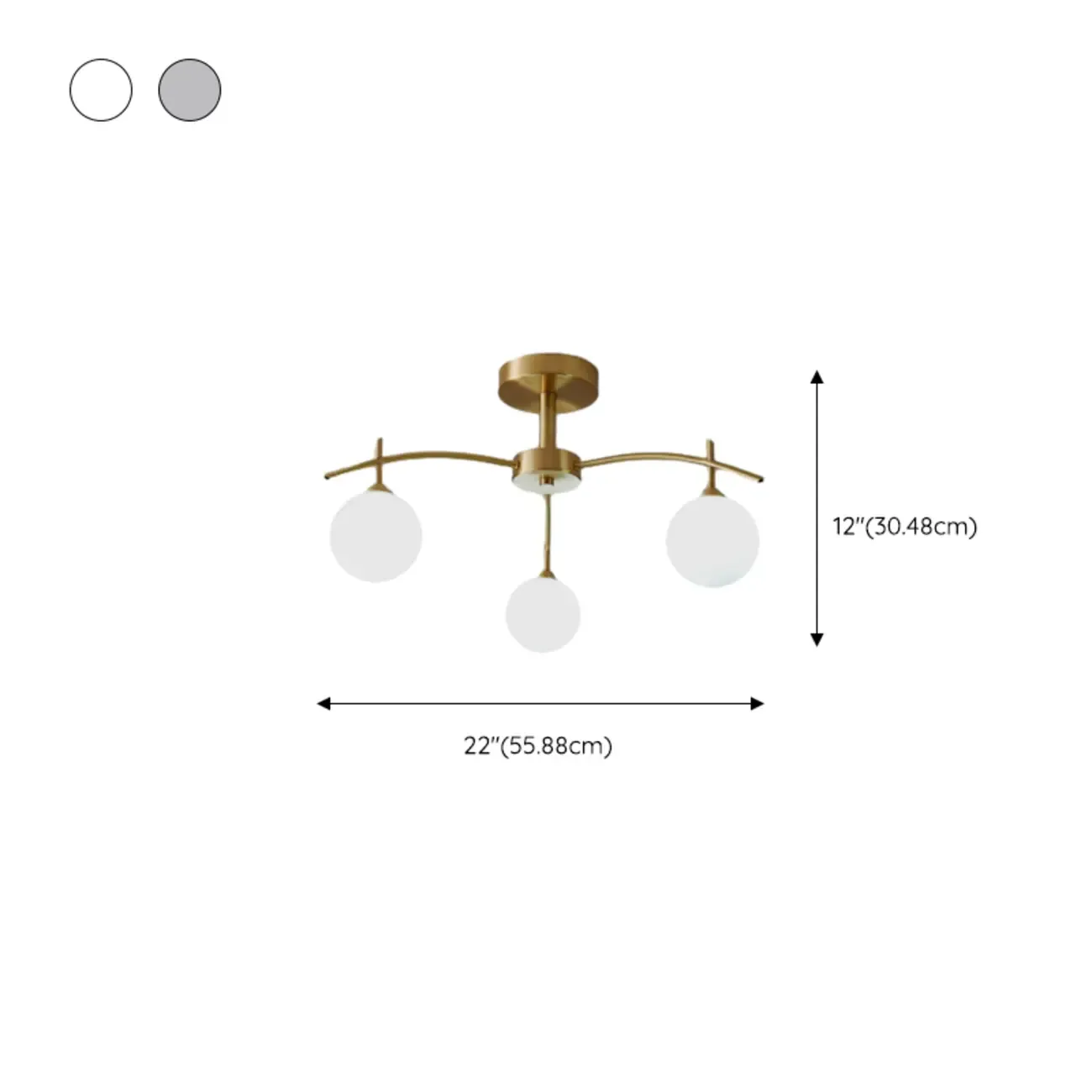 Classic Large Globe Glass Golden Semi Flush Mount Ceiling Light