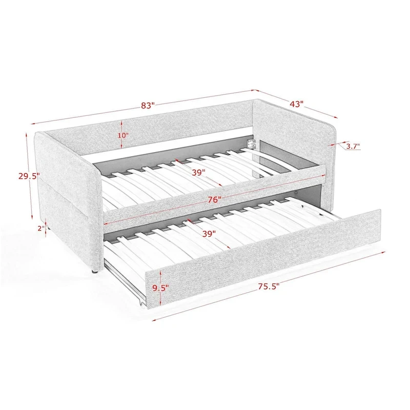 Twin Boucle Daybed with Trundle