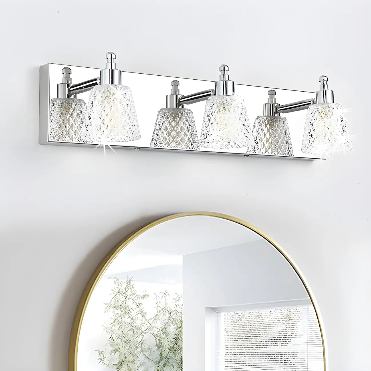 3-Light Modern Clear Glass Silver Bathroom Vanity Light