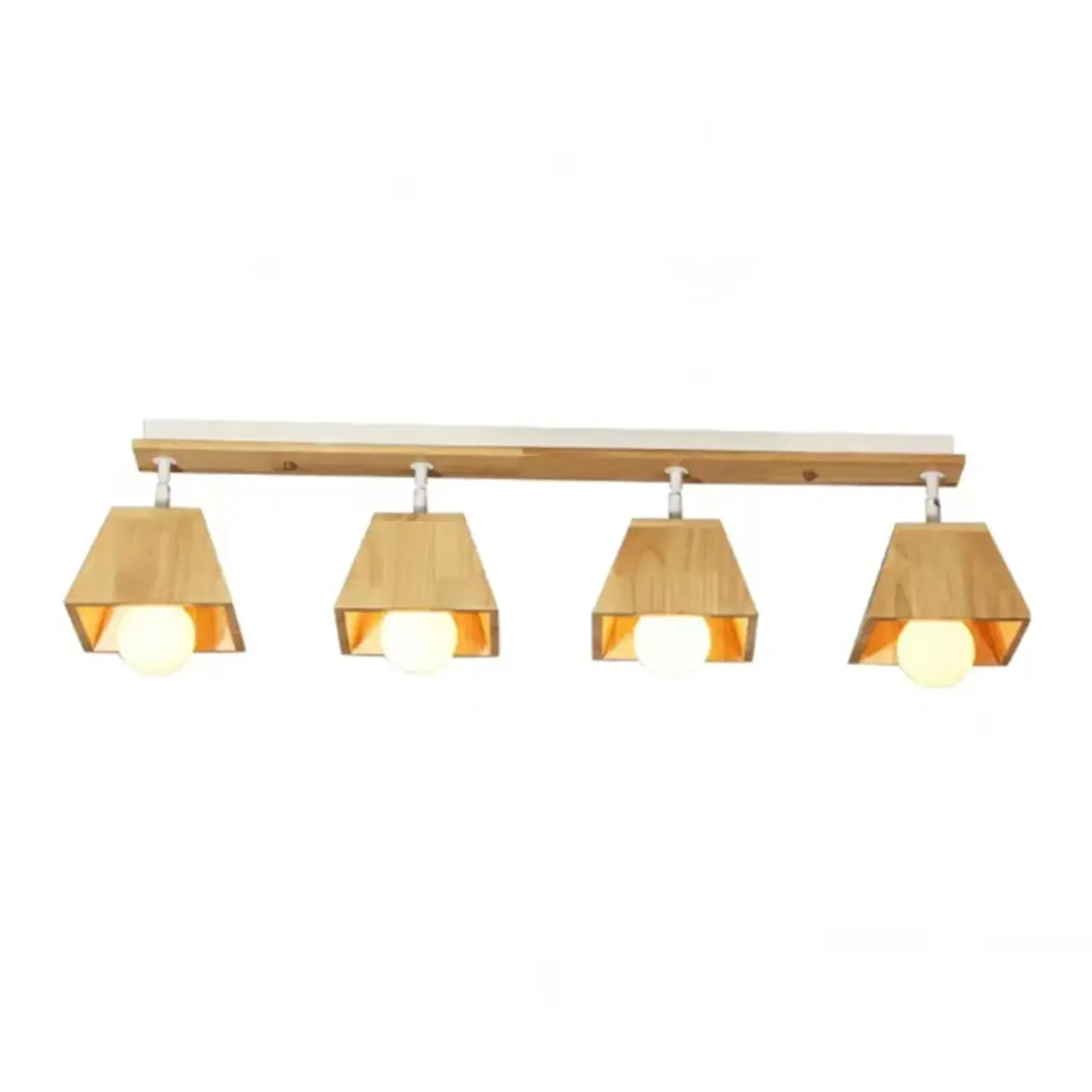 4-Light Wood Fixed Track Lighting Modern LED Adjustable Head