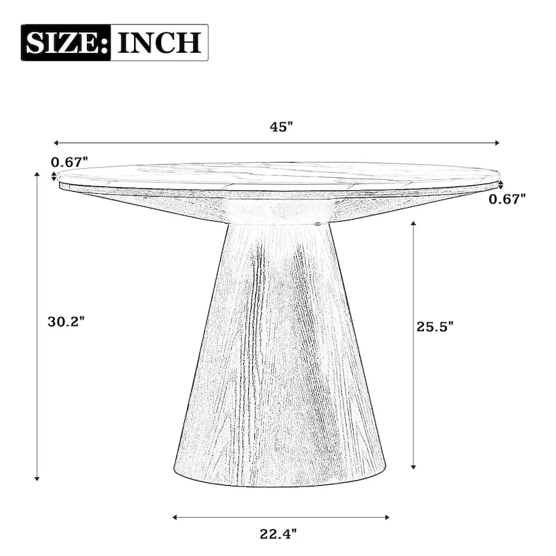 45-Inch Round Dining Table - Marble Top - Seats 4