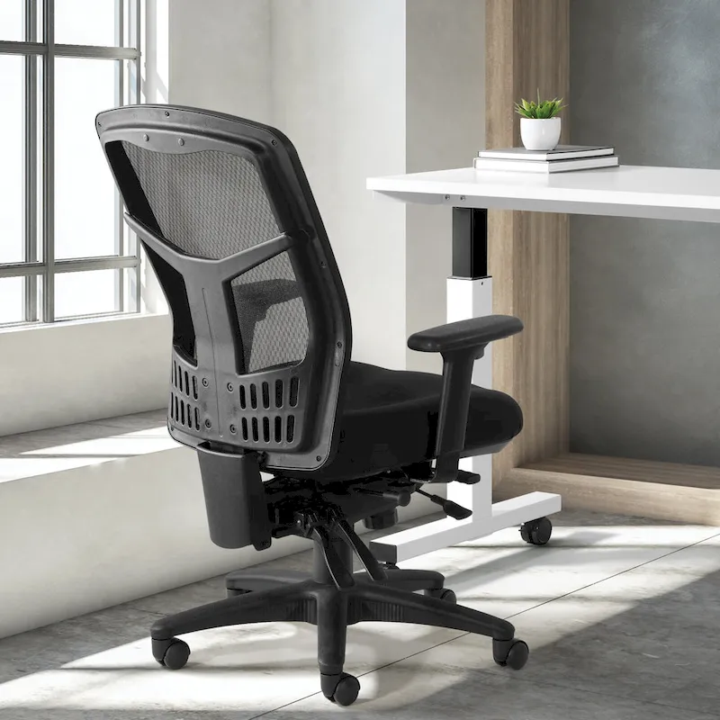 Black Breathable Office Chair with Fixed Backrest