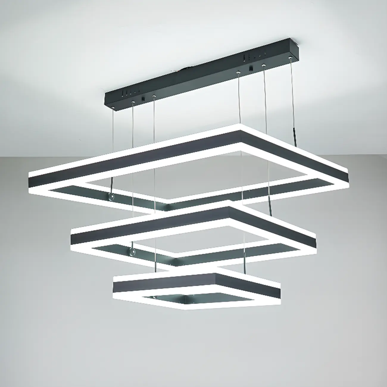 Modern 3-Tier Linear Square Dimmable LED Chandelier