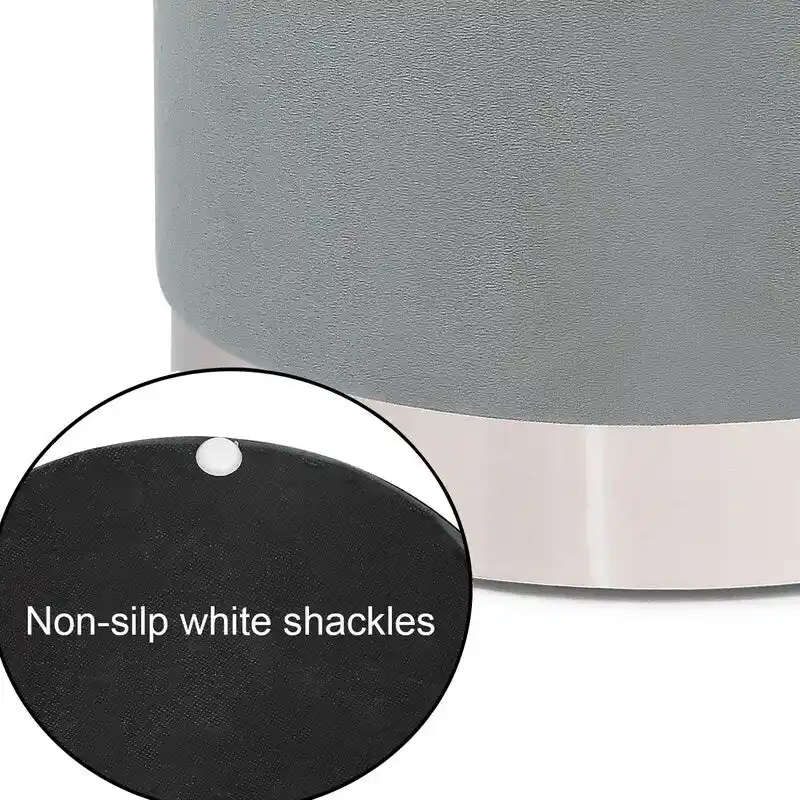 Vanity Upholstered Round Velvet Ottoman Footstool Silver Trim