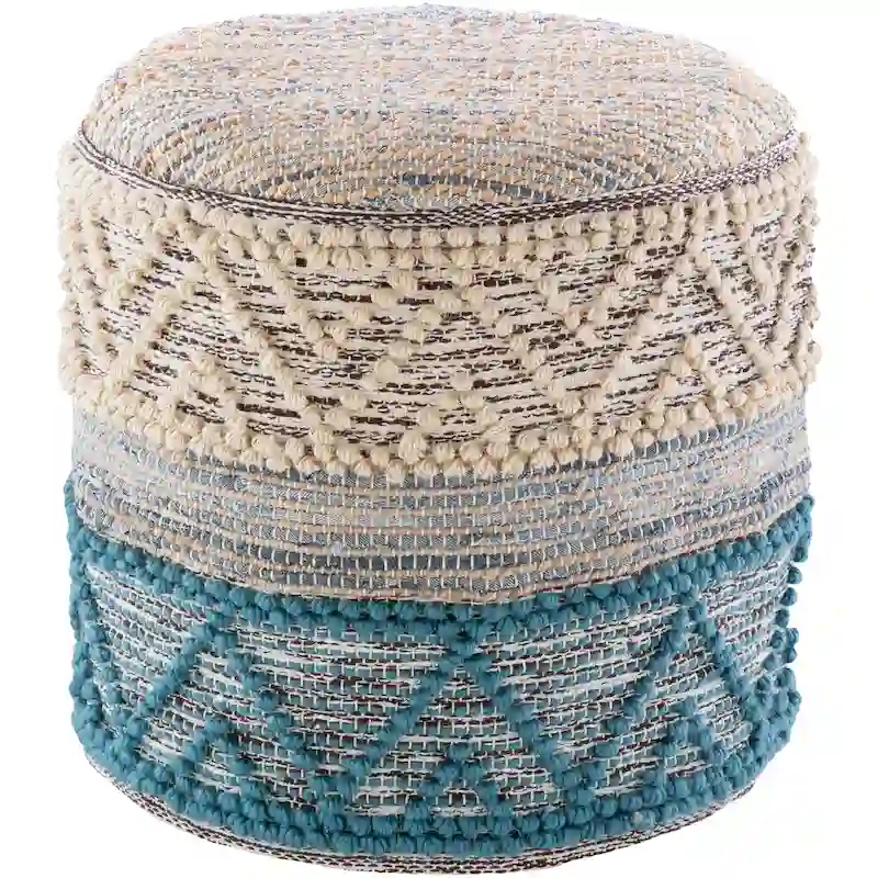 Bohemian Jute 18-inch Cylinder Pouf