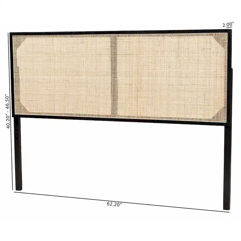 bali & pari Aurelia Modern Bohemian Bayur Wood and Natural Rattan Headboard