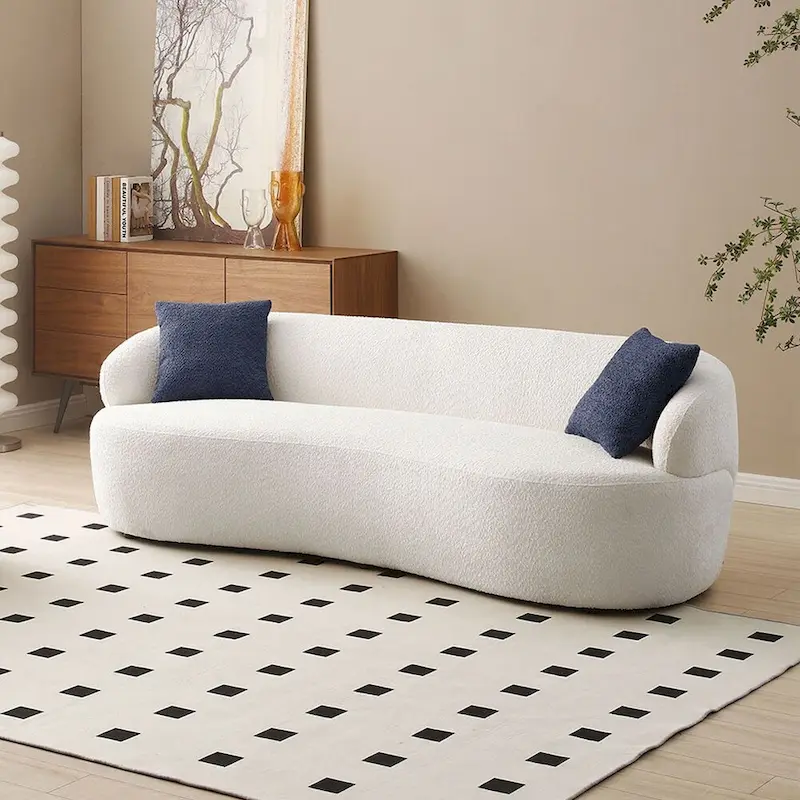 86.61in 3 Seater Modern Curved Upholstered Fabric Sofa Courch