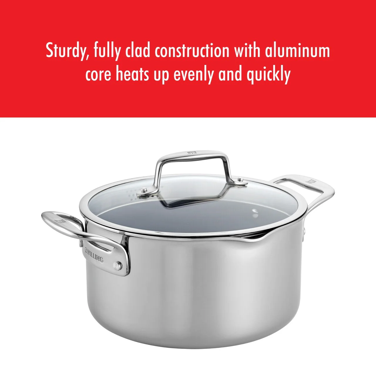 ZWILLING Clad CFX 6-qt Stainless Steel Ceramic Nonstick Dutch Oven