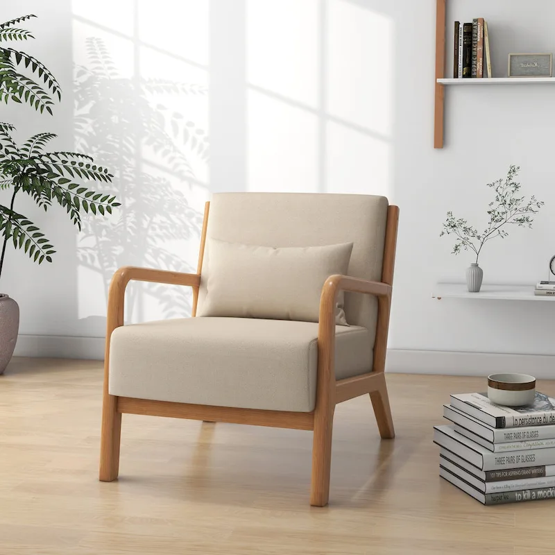 Leon Mid Century Modern Upholstered Accent Chairs Armchair Set of 2