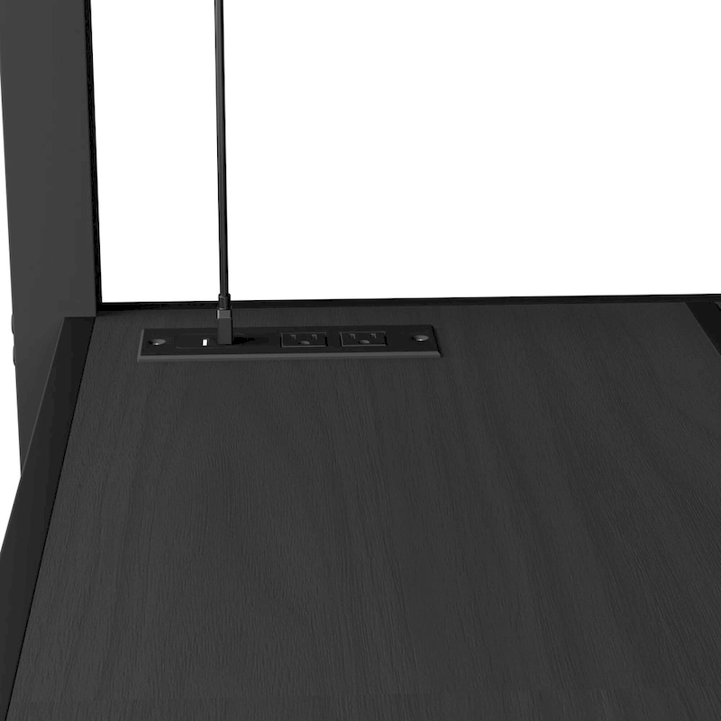 Black Full Size Metal Loft Bed with High Loft, LED, and Adjustable Shelf