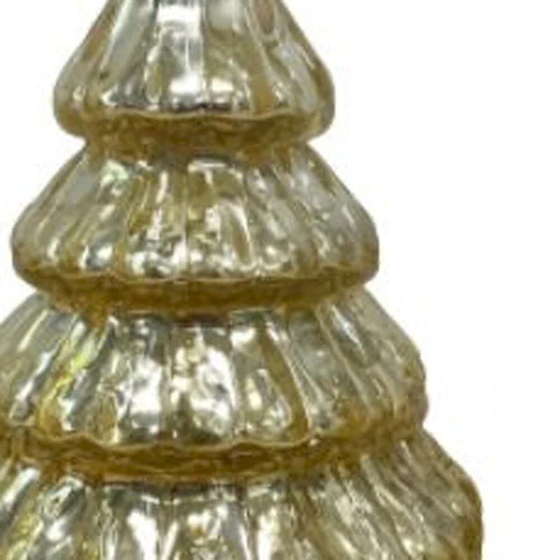 HomeRoots 7  Embossed Gold Glass Christmas Tree Sculpture - 4' X '7' X '4