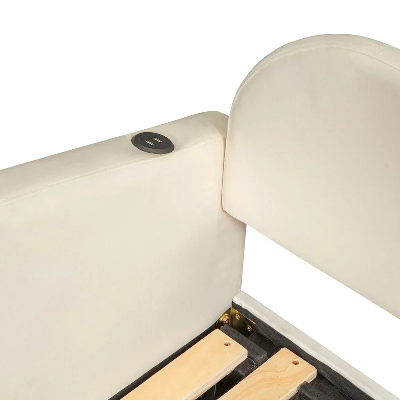 Twin Cloud Velvet Daybed with Trundle, Drawers, and USB