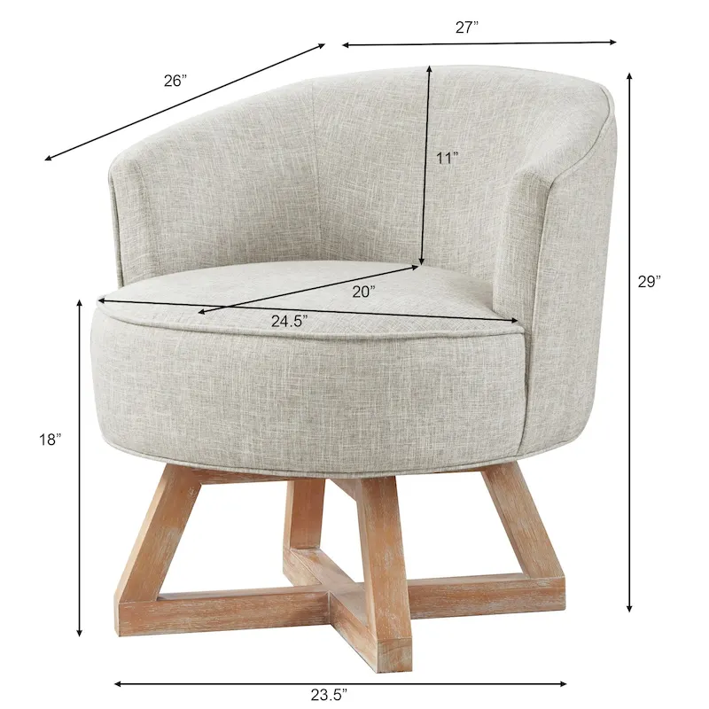 GDFStudio Swivel Accent Chair with Cross-shaped Wooden Base