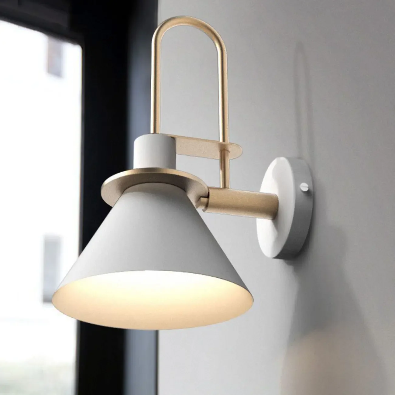 Modern 1-Light Cone Bath Vanity Light with Iron Shade