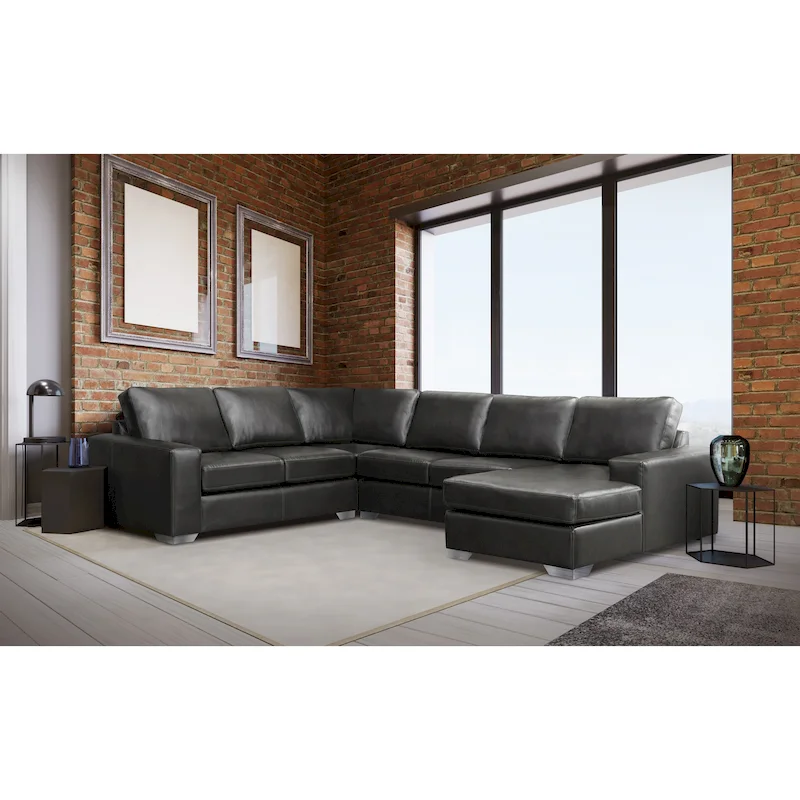Mitchell Modern Premium Top Grain Italian Leather Sectional Sofa