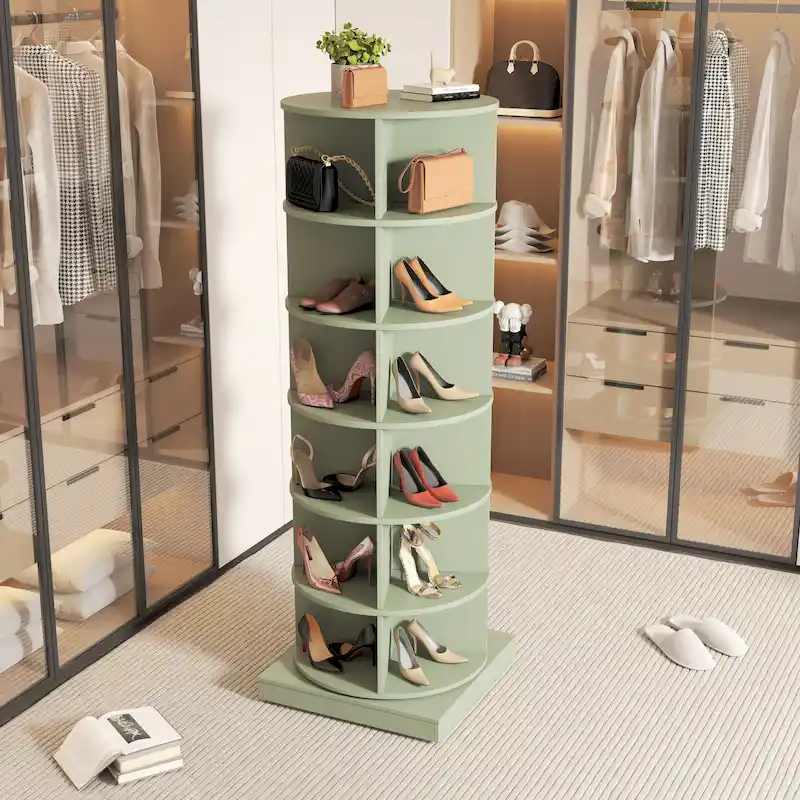 Modern Design Green 360-degree Rotating shoe cabinet 6 layers