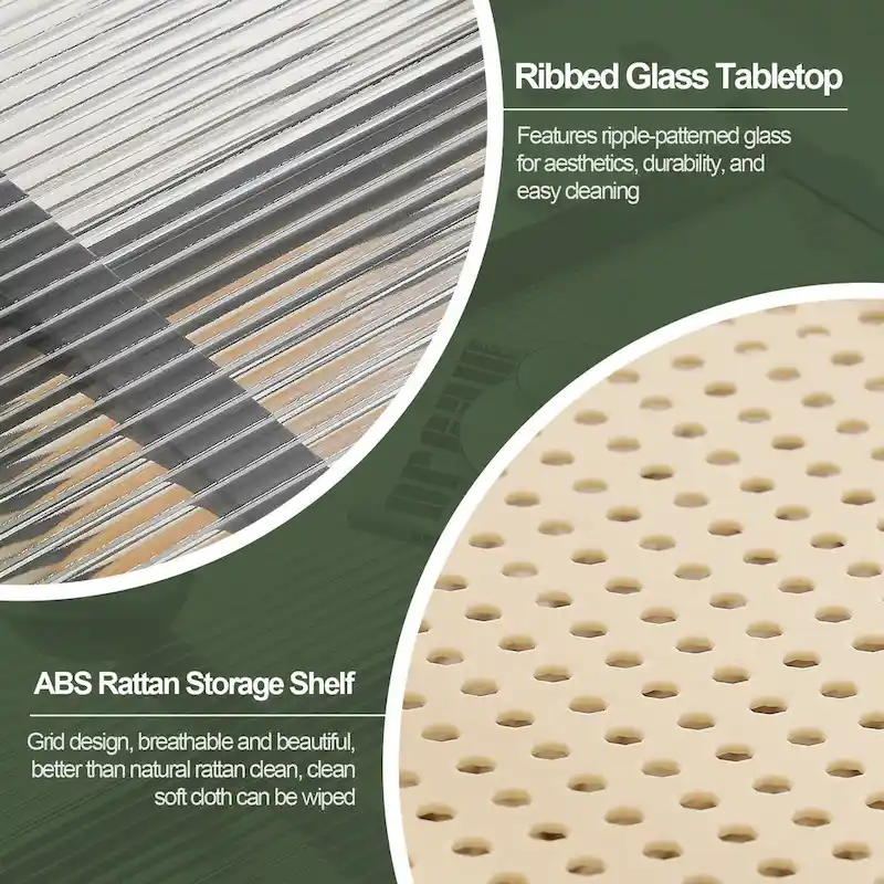 2-Tier Rectangular Coffee Table, Glass Top Sofa Table - 39.4L x 19.7W x 19.7D