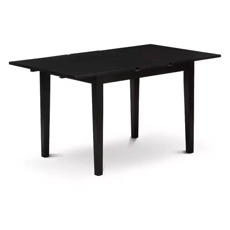 HomeStock 3-Pc Black Finish Rectangular Solid Wood Top With Butterfly Leaf Dining Table Set