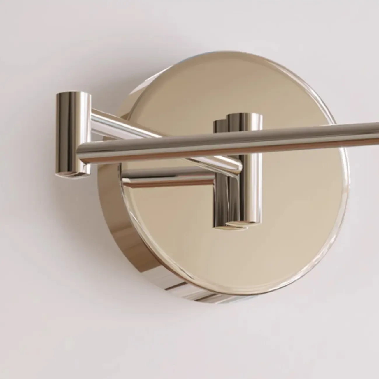 Modern Beige Swing Arm Wall Light with Round Shade