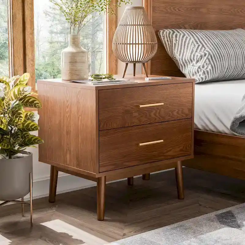 Furniture of America Beau Midcentury 5-Piece Walnut Queen Bedroom Set