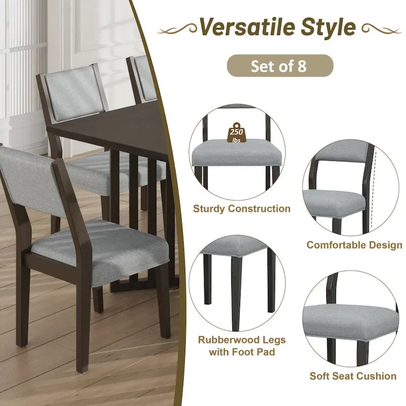 Farmhouse 9-Piece Extendable Dining Table Set with Removable Leaves