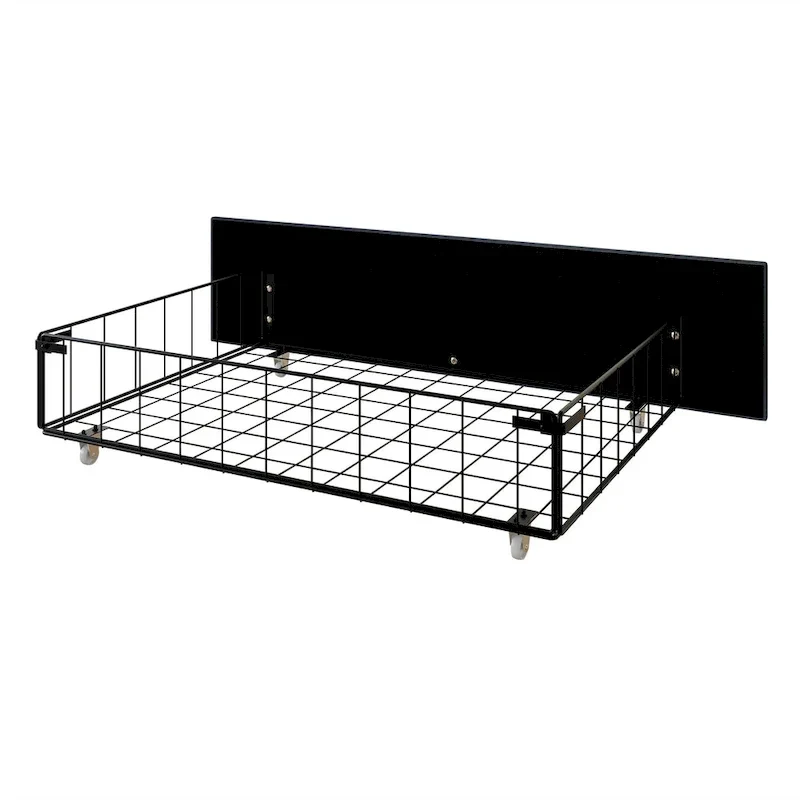 Elegant Chrome Nailhead Wingback Upholstered Bed with Drawers