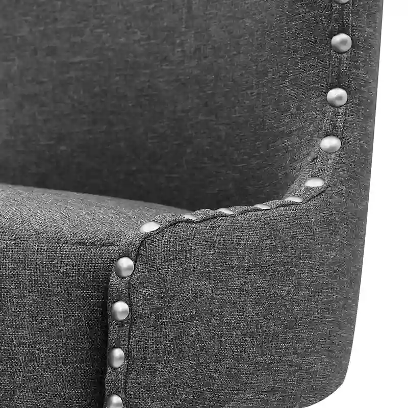 LUE BONA 26 in. Mid-Century Modern Wood Frame Swivel Bar Stools with Faux Leather and Linen Upholstered SeatSet of 4