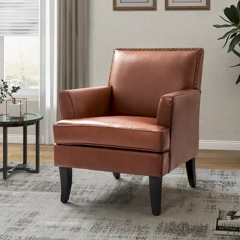 Nileus Contemporary and Classic Polyester Accent Chair with Solid Wooden Legs by HULALA HOME