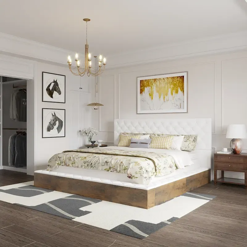 Queen/King Designer Bed Frame with LED Ambiance Lighting PU Leather