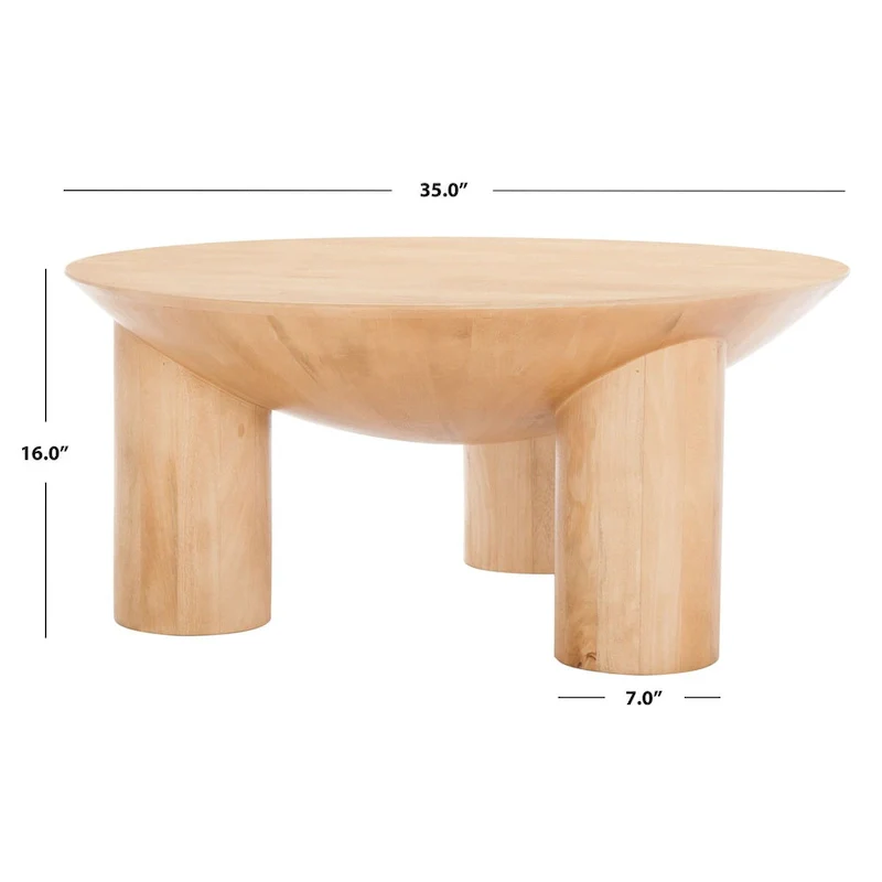 SAFAVIEH Couture Isavella Rd Wood Coffee Table - 35 In W x 35 In D x 16 In H - 35Wx35Dx16H