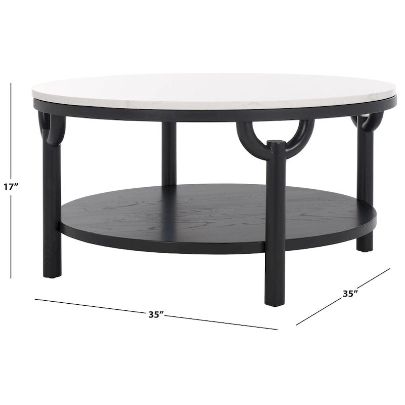 SAFAVIEH Couture Aive 2-Tier Marble Top Round Coffee Table - 35 In. W x 35 In. D x 17 In. H - 35W x 35D x 17H