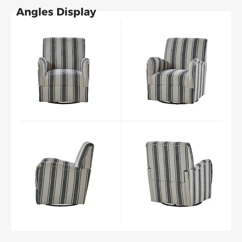 Pancy Traditional Swivel Armchair with Jacobean Strip Pattern by