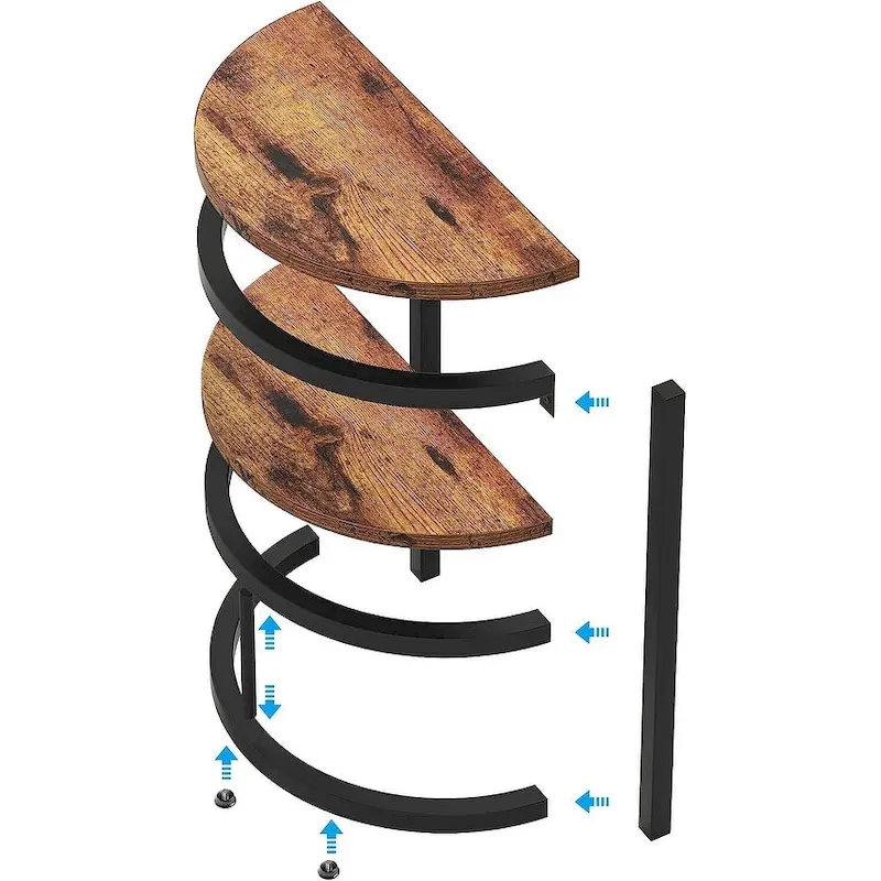 Half Round End Table, Narrow Side Table Slim C Table with Metal Frame