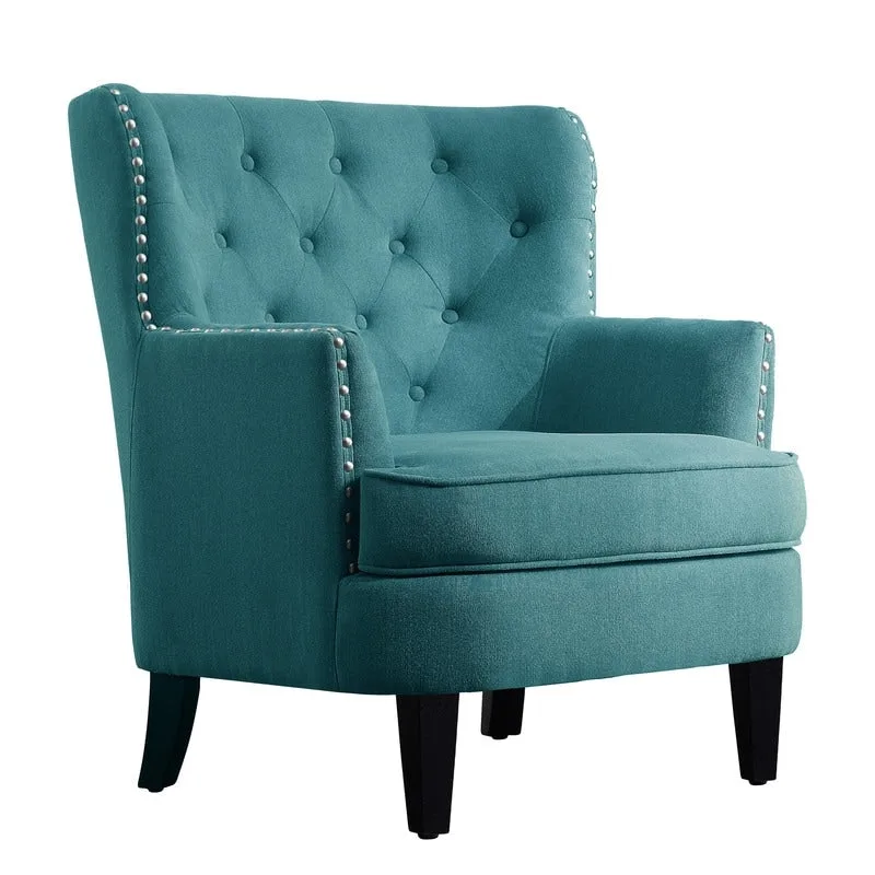 Moser Bay Mignon Velvet / Linen 30 Wide Tufted Wingback Accent Chair