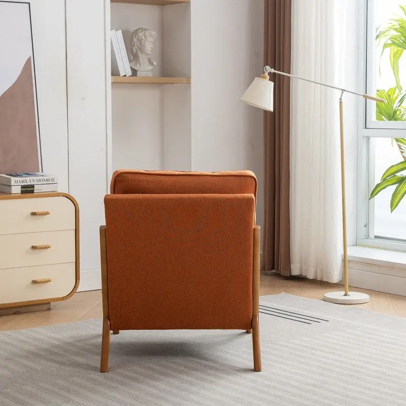 SEYNAR Mid Century Boucle Uplostered Soild Wood Accent Armchair with Pillow