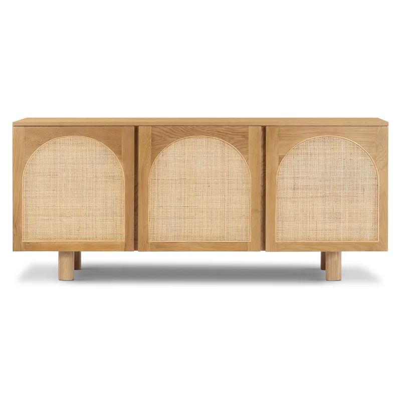 Natural Oak Sideboard - Arched Cane Doors - 70
