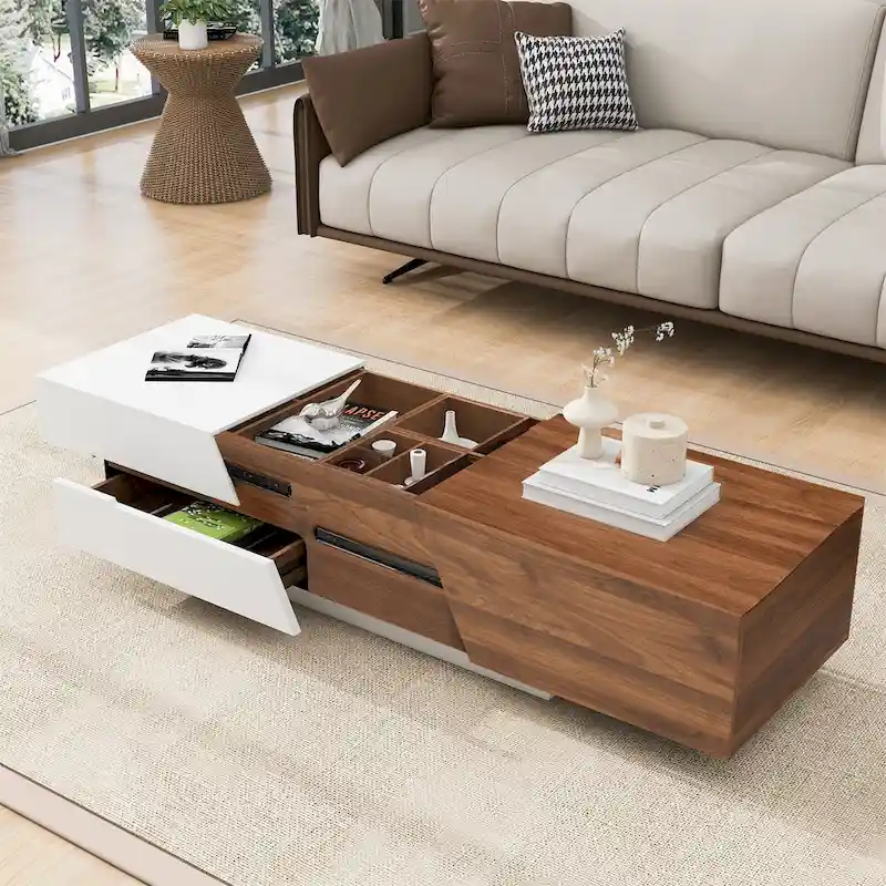Merax Modern Extendable Sliding Top Coffee Table