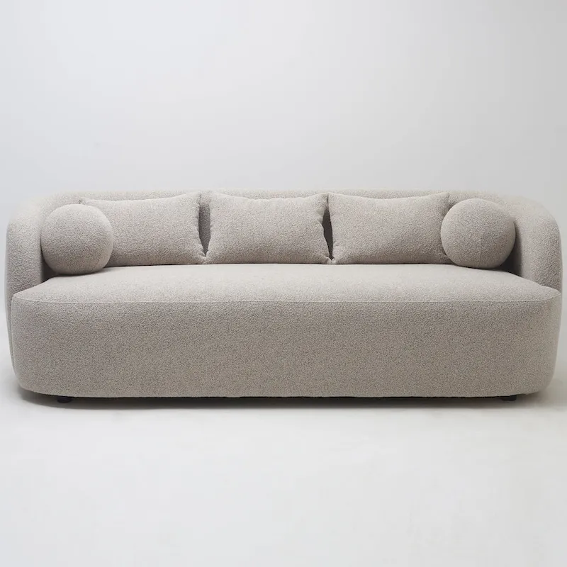 KINWELL Sherpa Boucle Upholstered 3-Seater Sofa Couch, 85 W