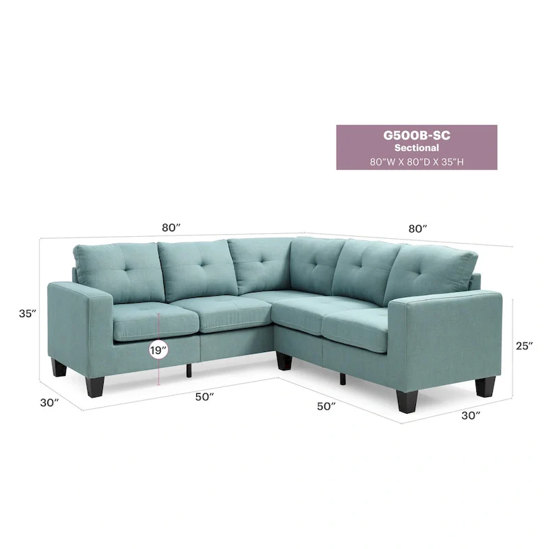 Newbury 82 in. W 2-piece Polyester Twill L Shape Sectional Sofa - 32L x 82W x 35H
