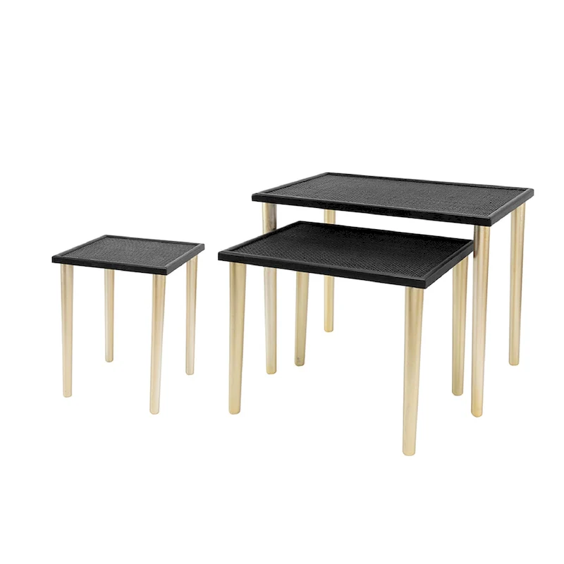 A&B Home Two Tone Nesting Side Tables - Set of 3 - Black/Gold